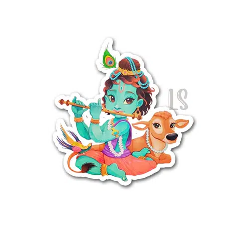 Lord Krishna With Flute Sticker